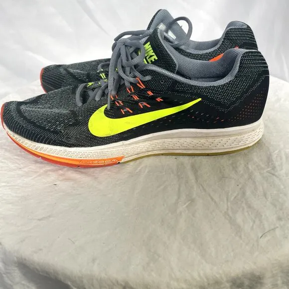 Nike Size 12 Zoom Air Structure 18 Running sneakers shoes Men Gray black neon
