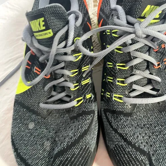 Nike Size 12 Zoom Air Structure 18 Running sneakers shoes Men Gray black neon