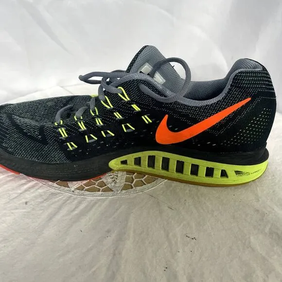 Nike Size 12 Zoom Air Structure 18 Running sneakers shoes Men Gray black neon