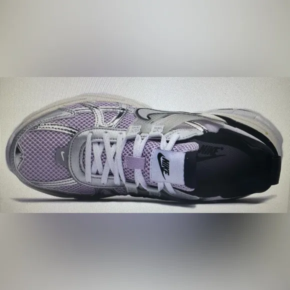 Nike V2 K run sneakers in silver and grape, size 9.5, NIB