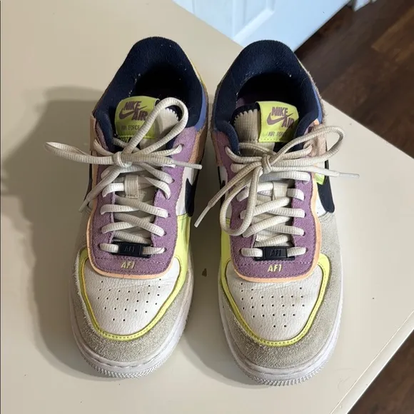 Nike White and Lavender Purple Sneakers Air Force 1 Sneakers