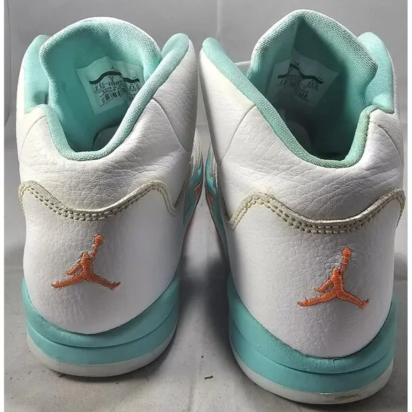 Nike Youth's Air Jordan Retro 5 White/Crimson Pulse Aqua Size 2.5Y