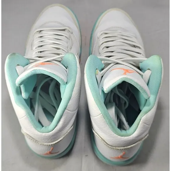 Nike Youth's Air Jordan Retro 5 White/Crimson Pulse Aqua Size 2.5Y