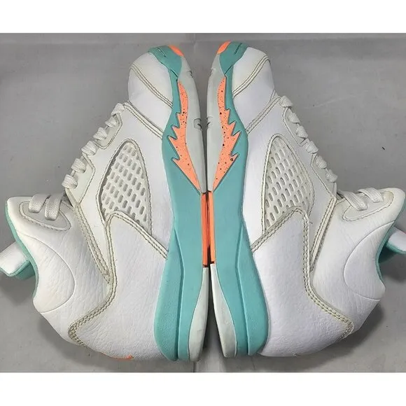 Nike Youth's Air Jordan Retro 5 White/Crimson Pulse Aqua Size 2.5Y