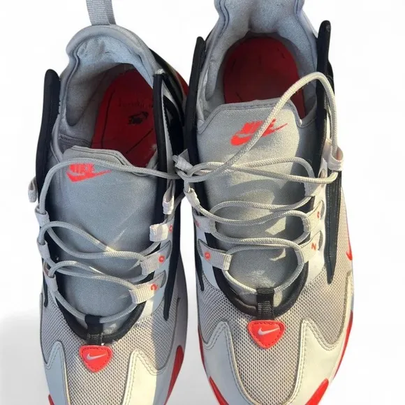 Nike Zoom 2K Sneakers Athletic Running Shoes White &amp; Orange Accents Size 10
