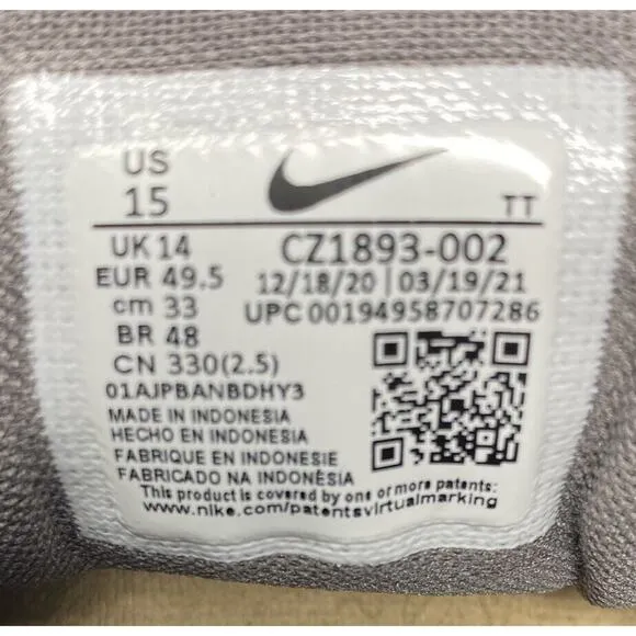 Nike Zoom Pegasus 38 TB Running Shoes Mens 15 Gunmetal White CZ1893-002