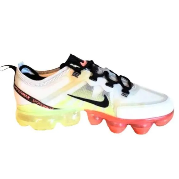 NIKE Air VaporMax 2019 'Pure Platinum Volt Crimson ' Running Shoes Size 7