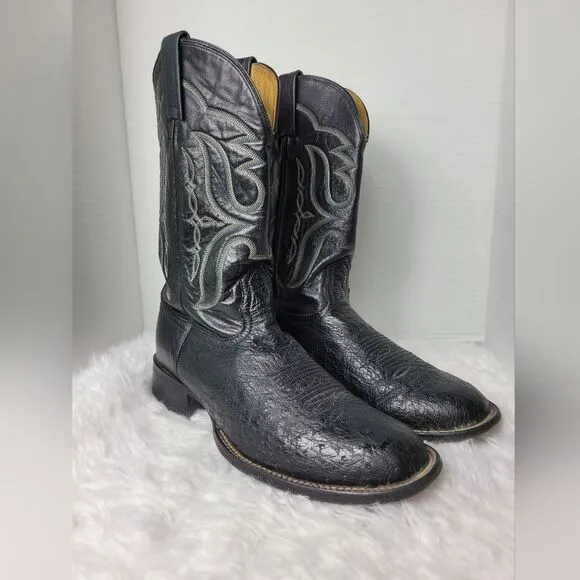 Nocona Ostrich Boots Mens Size 10 D Black Cowboy Western Round Toe Shoes