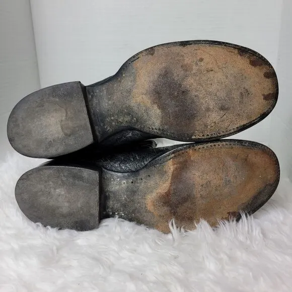 Nocona Ostrich Boots Mens Size 10 D Black Cowboy Western Round Toe Shoes