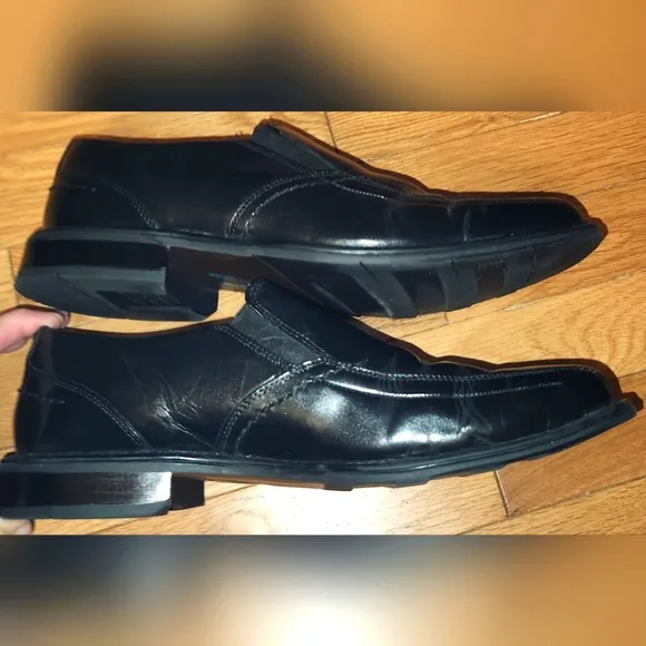 Nunn Bush Comfort Gel Mens 9.5 WIDE Black Leather Loafer Dress Shoes