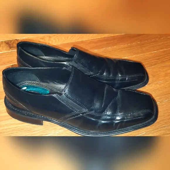 Nunn Bush Comfort Gel Mens 9.5 WIDE Black Leather Loafer Dress Shoes