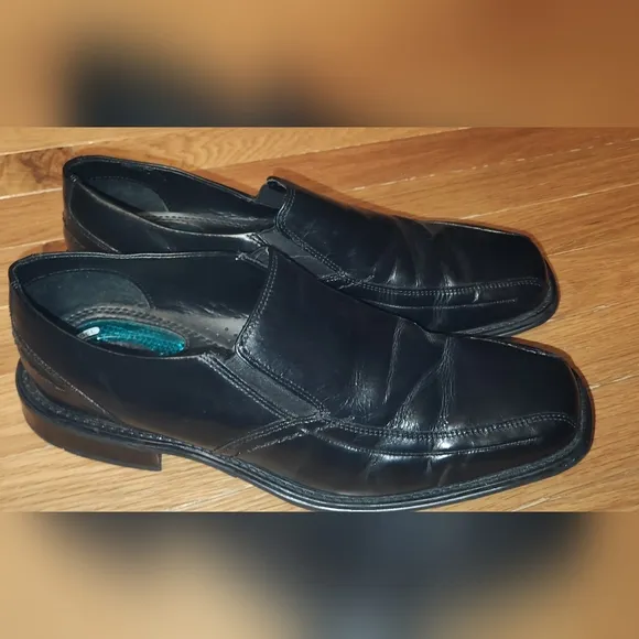 Nunn Bush Comfort Gel Mens 9.5 WIDE Black Leather Loafer Dress Shoes