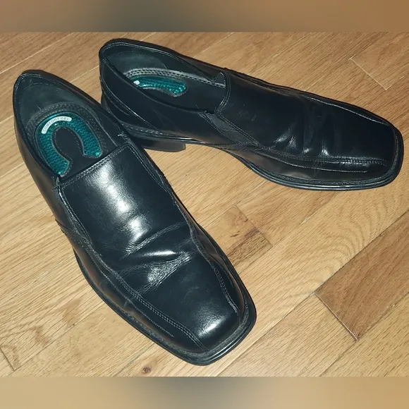 Nunn Bush Comfort Gel Mens 9.5 WIDE Black Leather Loafer Dress Shoes