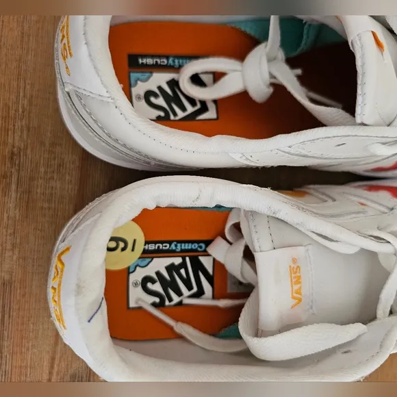NWOB Vans Lowland CC Lenticular Unisex True White &amp; Flame Sneakers, Shoes