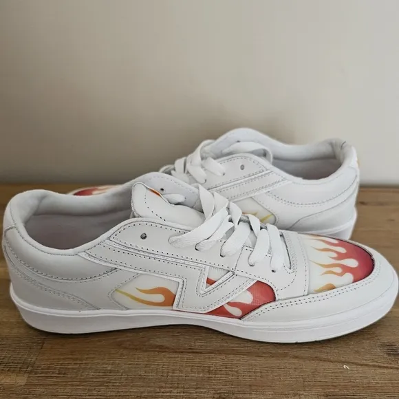 NWOB Vans Lowland CC Lenticular Unisex True White &amp; Flame Sneakers, Shoes