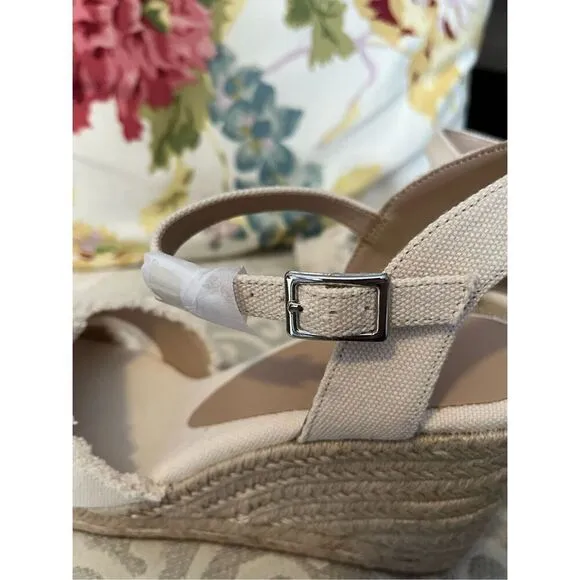 NWOB Aldo Women's Size EU 40 US 10 White Open Toe Wedge Shoes Crossover Strap