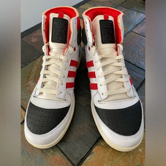 NWOT Adidas Originals Men's White Red Black Top Ten PB Sneakers Shoes Size 11.5