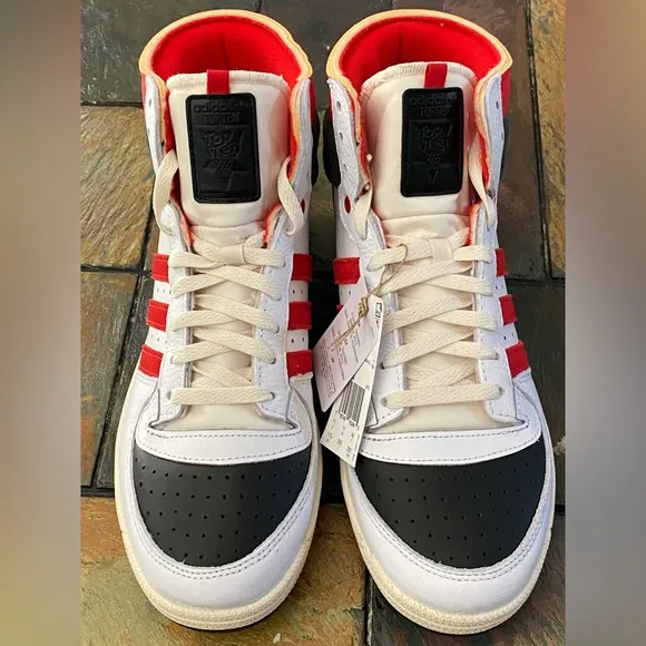 NWOT Adidas Originals Men's White Red Black Top Ten PB Sneakers Shoes Size 11.5