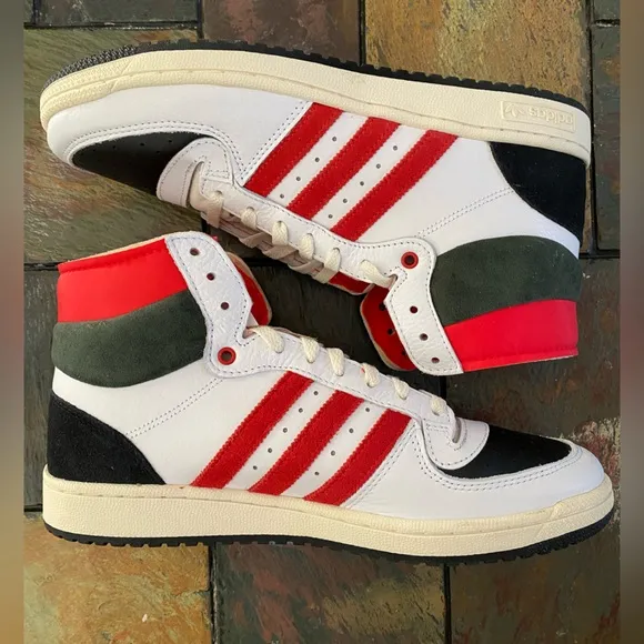 NWOT Adidas Originals Men's White Red Black Top Ten PB Sneakers Shoes Size 11.5