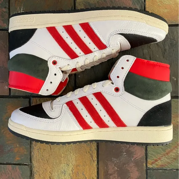 NWOT Adidas Originals Men's White Red Black Top Ten PB Sneakers Shoes Size 11.5