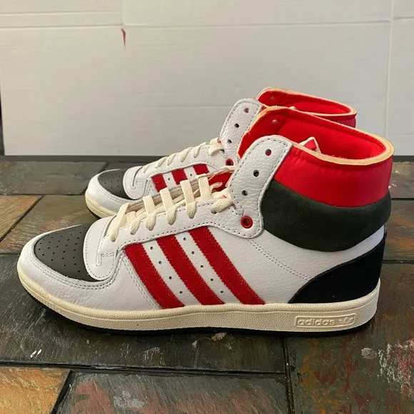 NWOT Adidas Originals Men's White Red Black Top Ten PB Sneakers Shoes Size 11.5