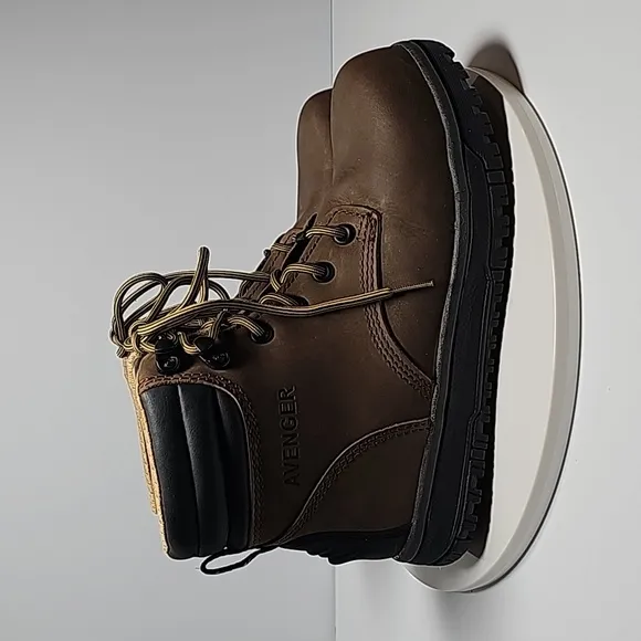 NWOT Avenger Work Boot Ankle Lace-up Comp Waterproof Flex Welt Leather Brown 7