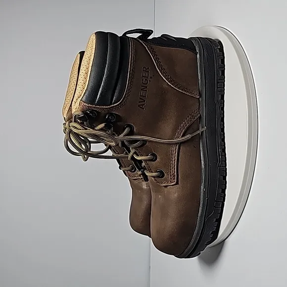 NWOT Avenger Work Boot Ankle Lace-up Comp Waterproof Flex Welt Leather Brown 7