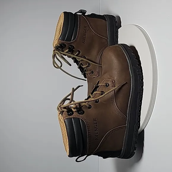 NWOT Avenger Work Boot Ankle Lace-up Comp Waterproof Flex Welt Leather Brown 7