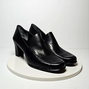 NWOT Franco Sarto Nolan Pump Loafer Shoes Block Heel Round Toe Slip-On Black 9.5