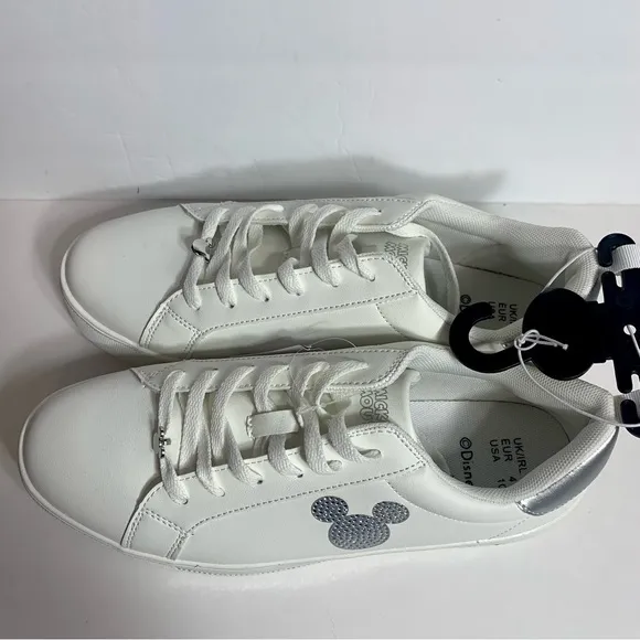 NWT. Disney Primark sneakers size 10. White shoes with sparkly Mickey design