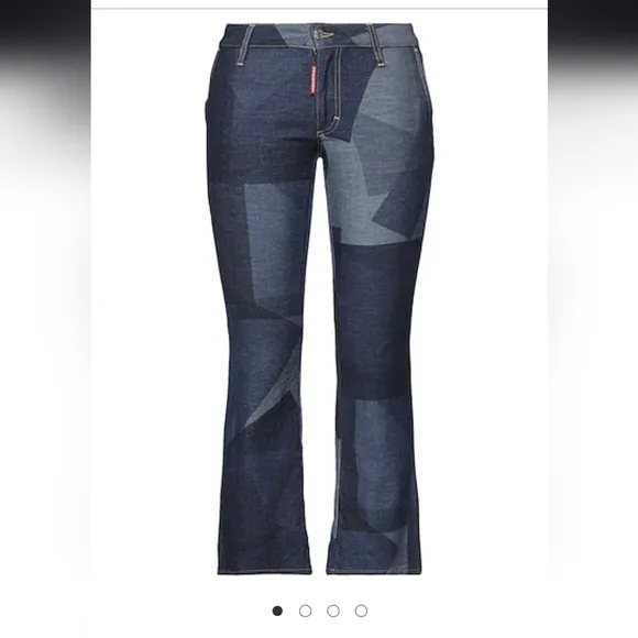 NWT DSquared2 Bell Bottom Patch Crop Jeans Blue Size 36