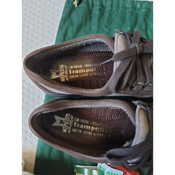 NWT Mephisto Womens Trampolins Leather Lace Up Walking Shoes Brown Gray, 7