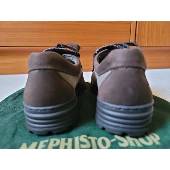 NWT Mephisto Womens Trampolins Leather Lace Up Walking Shoes Brown Gray, 7