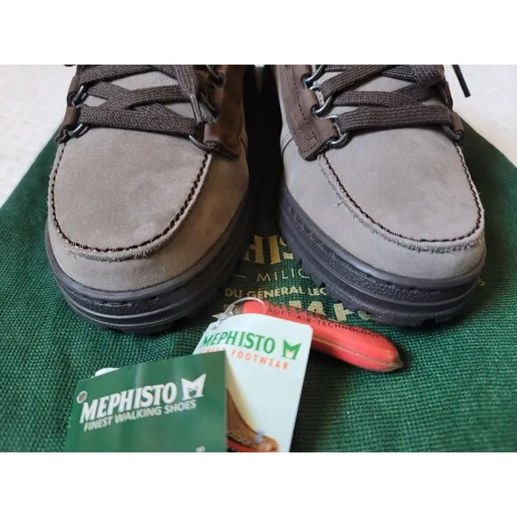 NWT Mephisto Womens Trampolins Leather Lace Up Walking Shoes Brown Gray, 7