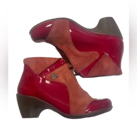 NWT Portofino red leather round toe All day comfort Trend orthodic ankle boot 36