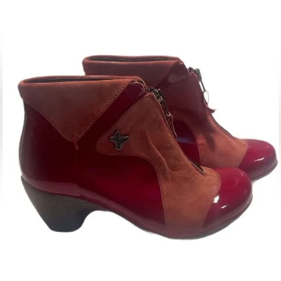 NWT Portofino red leather round toe All day comfort Trend orthodic ankle boot 36