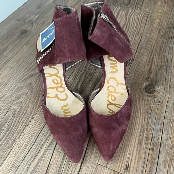 NWT Sam Edelman Zaida Burgundy Suede Pumps Size 8