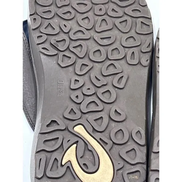 OLUKAI Mens Shoes OHANA Brown Flip Flops Sandals Thongs Size 14 Slip On
