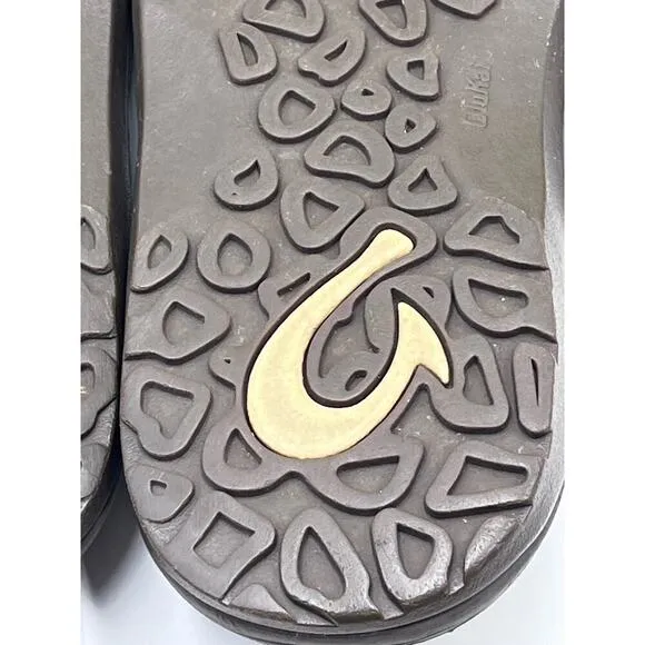 OLUKAI Mens Shoes OHANA Brown Flip Flops Sandals Thongs Size 14 Slip On