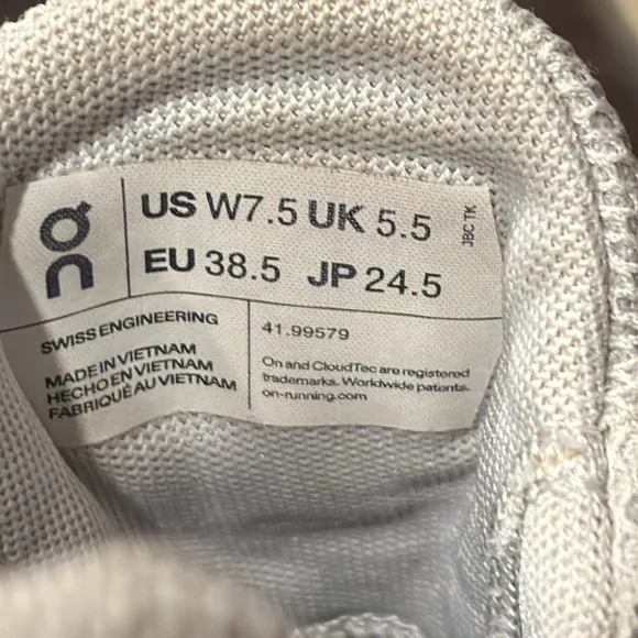 On cloud, white walking shoes