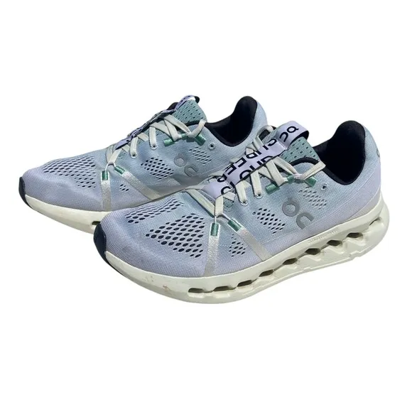 On running cloudsurfer shoes road running sneakers mineral aloe blue women’s 8
