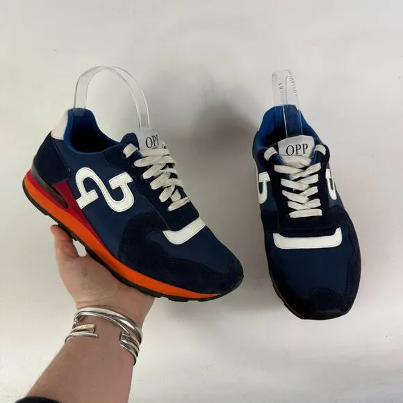OPP France Athletic Shoes Women's 8 Blue Suede Lace-Up Low Top Running Sneakers