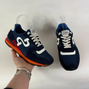 OPP France Athletic Shoes Women's 8 Blue Suede Lace-Up Low Top Running Sneakers