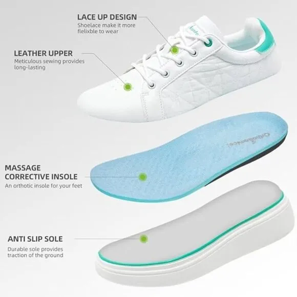 OrthoComfoot White Aqua Comfy Platform Sneakers Arch Support Walking Shoes 39
