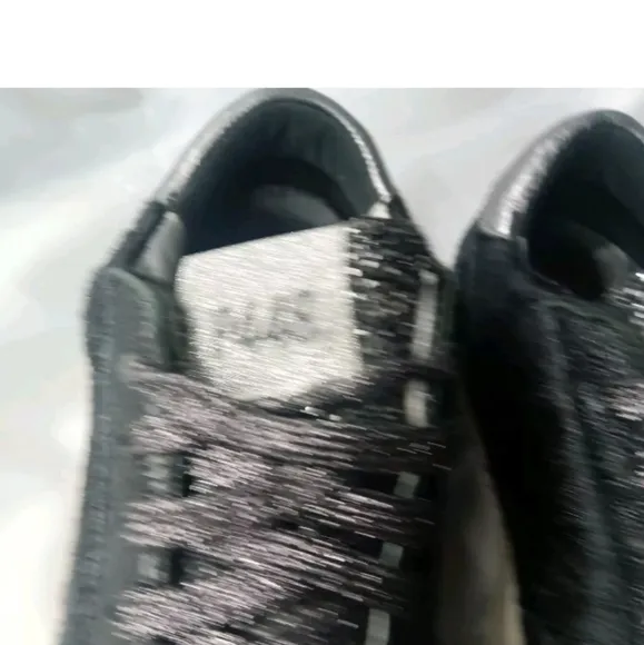 P448 Women's John Calf Hair Lace Up Sneakers Size 6 Shoes EU 36 Black