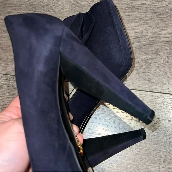 Prada Peep Toe Suede Heels