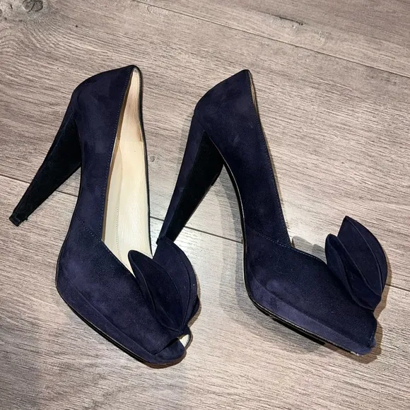 Prada Peep Toe Suede Heels