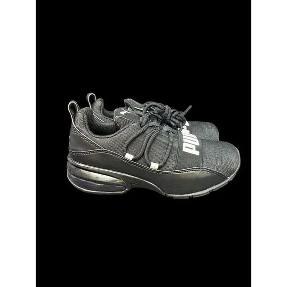 PUMA Cell Regulate‎ PS Toddler - Youth Running Shoes Size 2C Black White NIB
