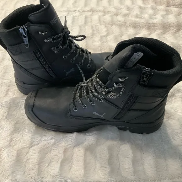 Puma Men's Conquest Black Comp Toe Side Zip Oil, Heat, and Slip Resistant SZ 14
