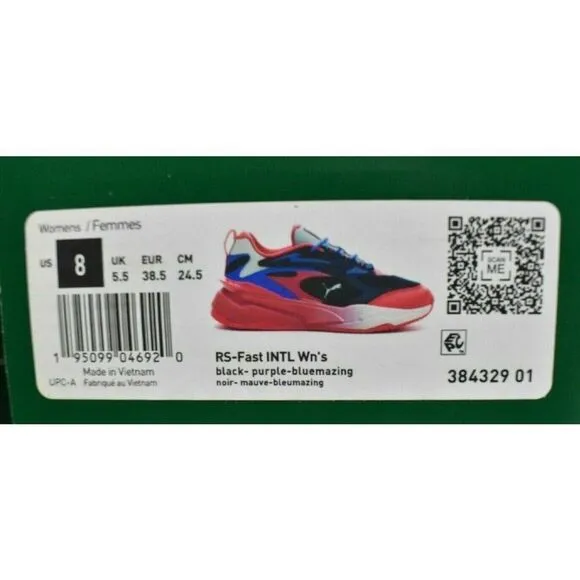 Puma RS Womens Size 8 Fast Surveillance Purple Black Sneakers Shoes 384329 01
